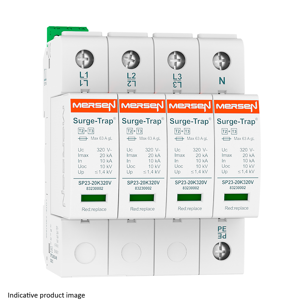 83230130 - SPD Type 2+3, 20kA, Uc150V, 4+0 TNS, 4 Poles, 4 Modules, Pluggable